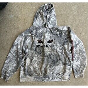 VTG Cabela’s Predator Quest Hoodie 2XL Faded Camo, Eyes Embroidered Open Country
